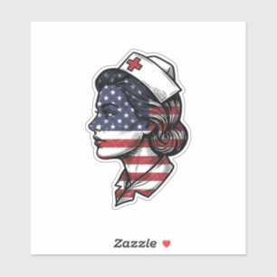 Sticker Dessin vectoriel de profil d'infirmière avec drape