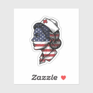 Sticker Dessin vectoriel de profil d'infirmière avec drape