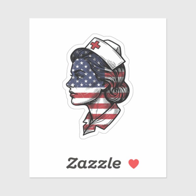 Sticker Dessin vectoriel de profil d'infirmière avec drape (Feuille)