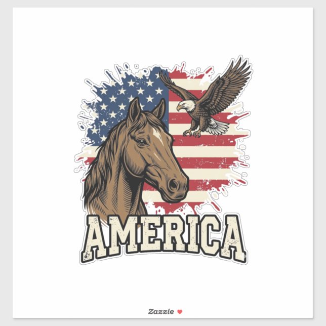 Sticker Dessin vectoriel patriotique de l'aigle de cheval  (Feuille)