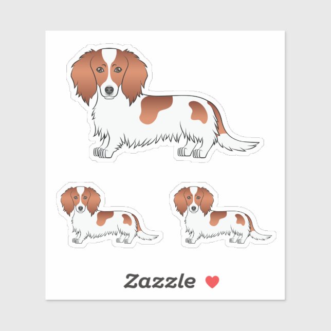 Sticker Dessins de chien de bande dessinée Teckel à poil l (Feuille)