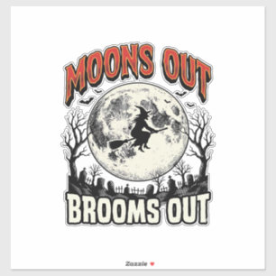 Sticker Dessins de sorcière Halloween vintage Moons Out Br