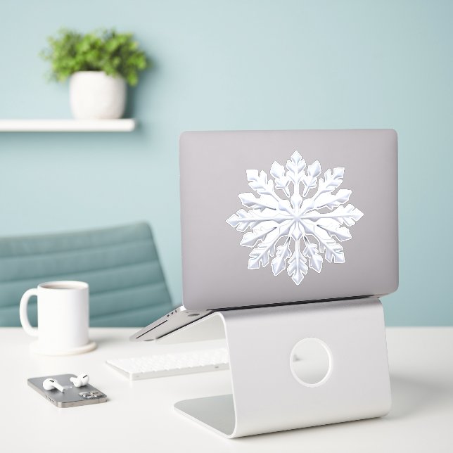 Sticker Detailed White Snowflake Design (Ordinateur portable sur le bureau)