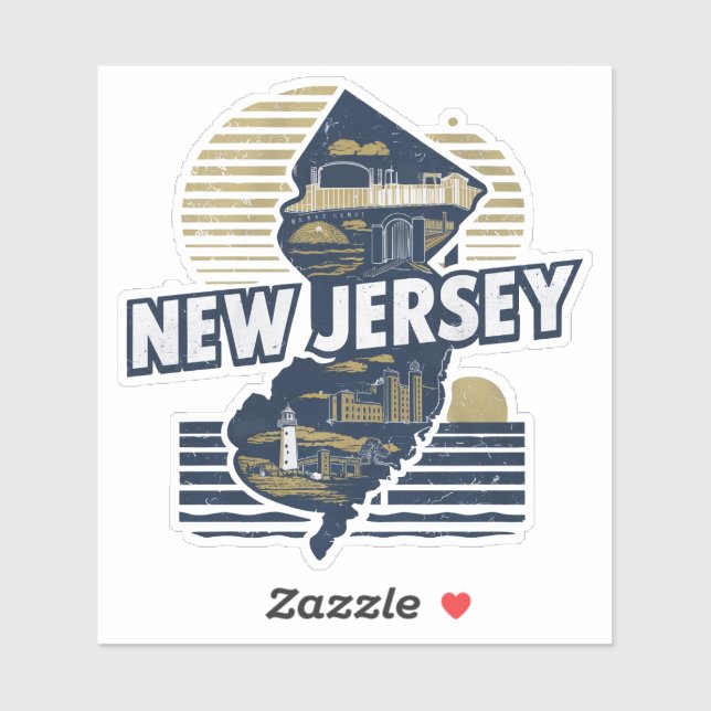 Sticker d'état du New Jersey (Feuille)