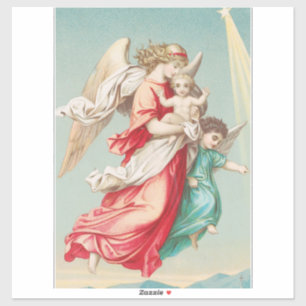 Sticker Deux anges portent un petit enfant