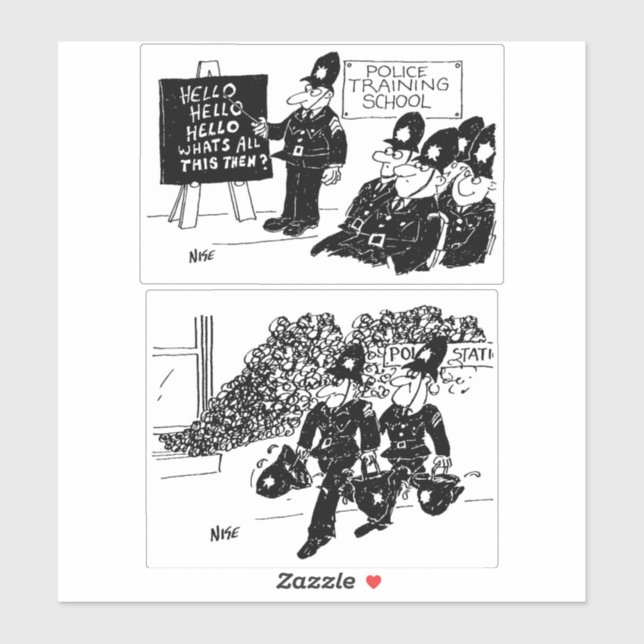 Sticker Deux caricatures amusantes de la police britanniqu (Feuille)