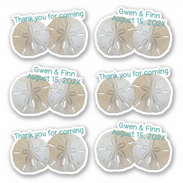 Sticker Deux Dollars des Sables Mariage Remerciements Form (Devant)