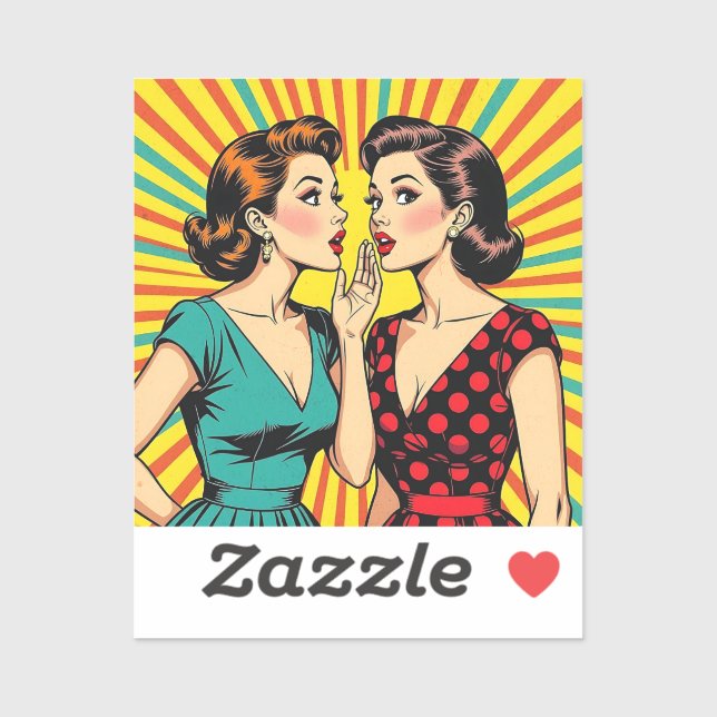 Sticker Deux femmes bavardant racontant des secrets Pop Ar (Feuille)