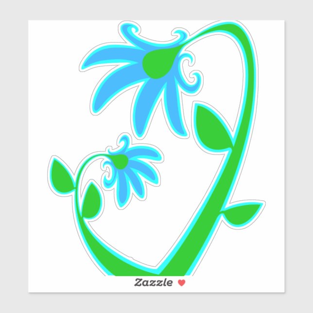 Sticker Deux fleurs bleues (Feuille)