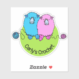 Sticker Deux mignonnes brebis moelleuses, crochet, personn
