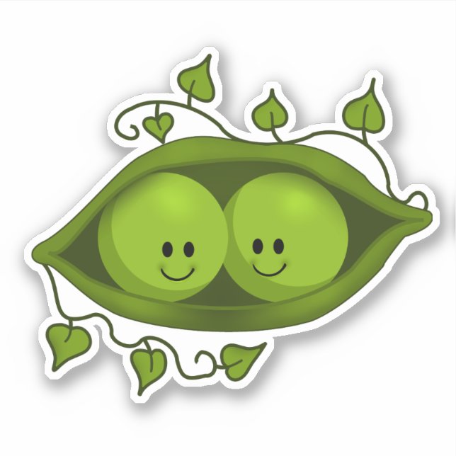 Sticker Deux Petits Pois Adorables Dans Une Cosse (Devant)