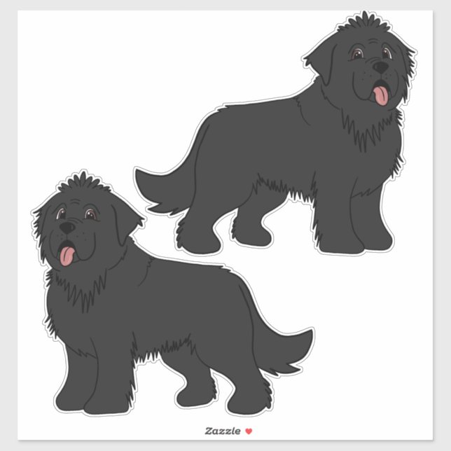Sticker Deux Terre-Neuve noirs solides (Feuille)