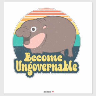 Sticker Devenez ingouvernable Funny Baby Hippo Moo Deng Fu
