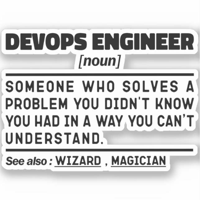 Sticker Devops Ingénieur Définition Graduation Drôle Dire (Recto)