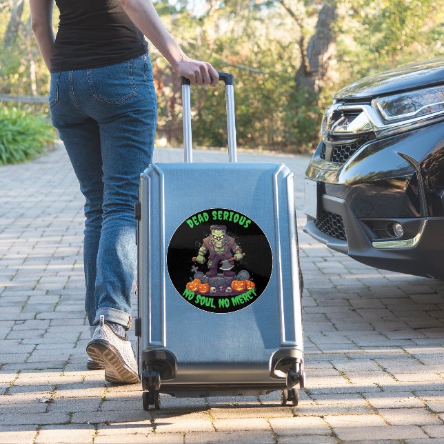 🖤 Sticker d'Halloween Frankenstein noir 💀 🎃 (Valise Insitu)