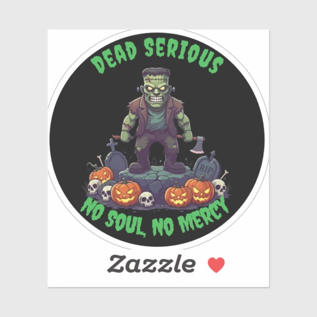 🖤 Sticker d'Halloween Frankenstein noir 💀 🎃 (Feuille)
