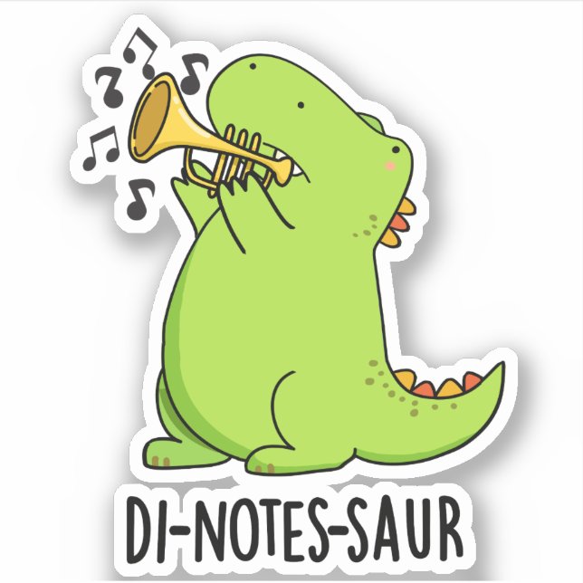 Sticker Di-notes-saur Blague drôle de dinosaure (Devant)