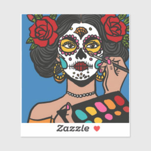 Sticker Dia de los Muertos se maquiller la main tiré