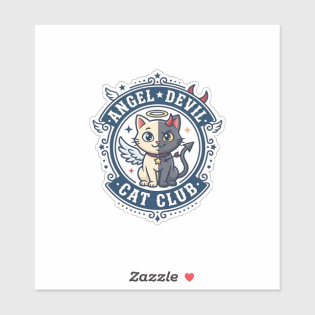 Sticker Diable Ange Chat Idée Cadeau pour Maman Chat - Dia (Feuille)