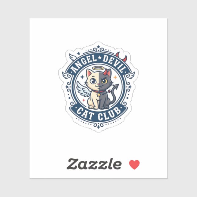 Sticker Diable Ange Chat Idée Cadeau pour Maman Chat - Dia (Feuille)