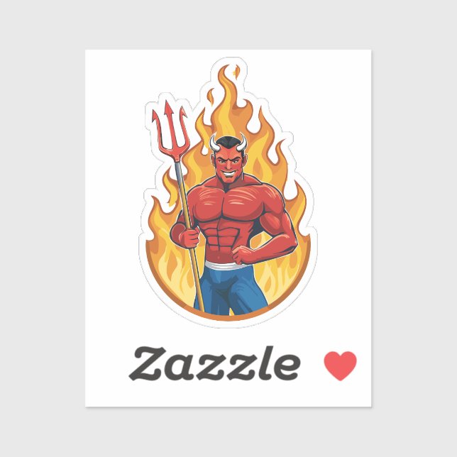 Sticker Diable avec trident (Feuille)