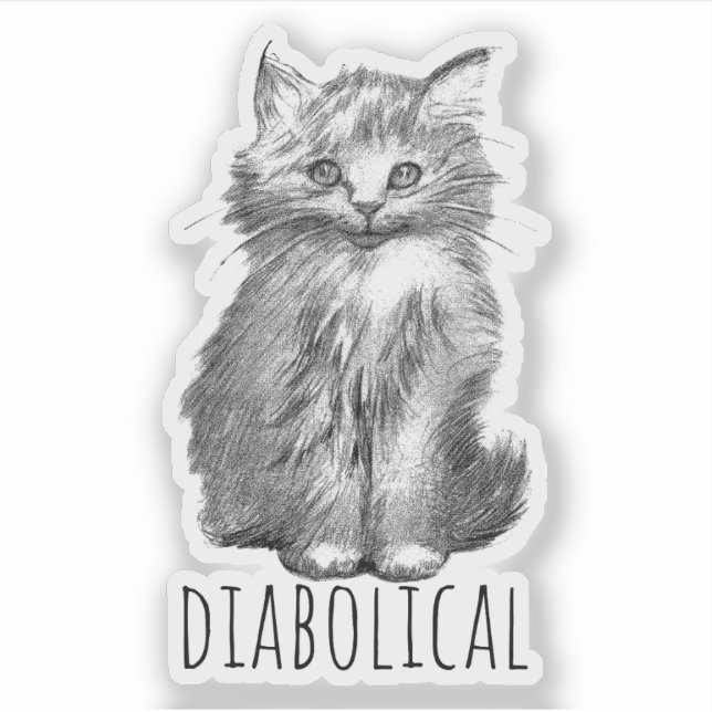 Sticker Diaboliquement Mignon Chat Fluffy (Devant)