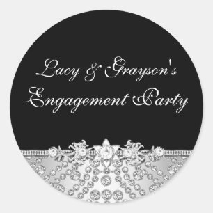 Sticker Diamond Black & Silver Engagement Party