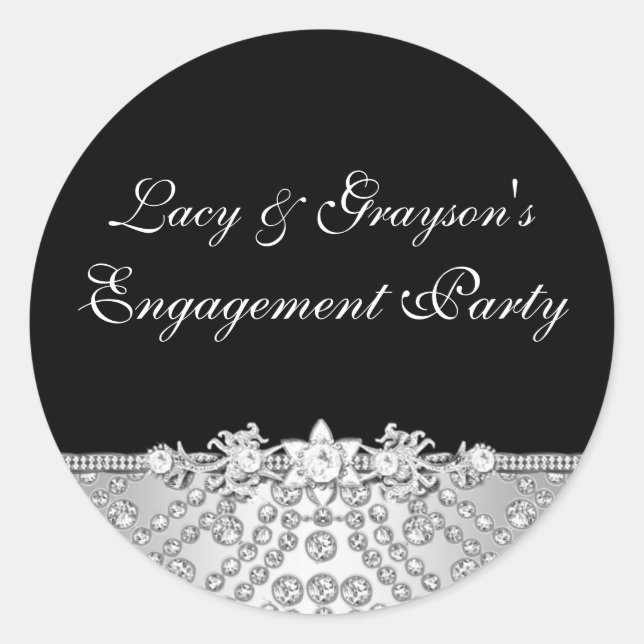 Sticker Diamond Black & Silver Engagement Party (Devant)