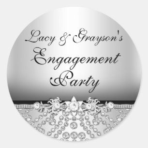 Sticker Diamond Silver & Black Engagement Party