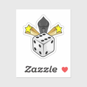 Sticker Dice au Poker avec pique et étoiles
