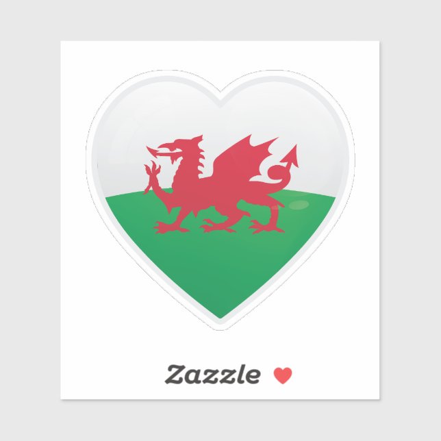 Sticker d'icône d'amour du drapeau du Pays de Gall (Feuille)