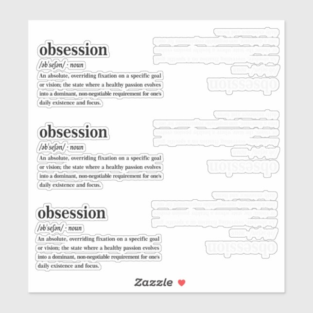Sticker Dictionnaire Définition d'Obsession Esthétique  (Feuille)