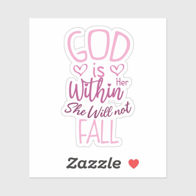 Sticker Dieu est en elle, elle ne tombera pas (Feuille)
