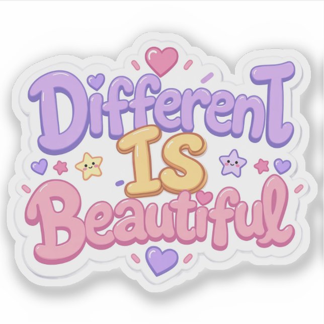 Sticker Différent Est Beau Mignon Pastel Kawaii Enfants  (Devant)