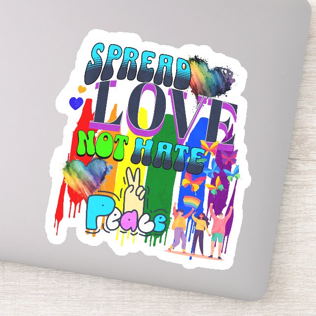 Sticker Diffuser l'amour pas haïr | Fierté LGBTQI+ (Détail)
