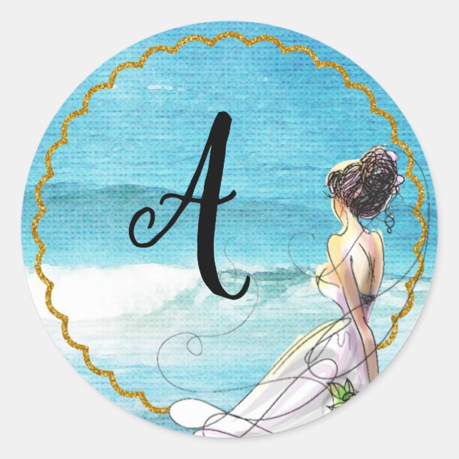 Sticker d'illustration de mariage de plage (Devant)