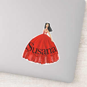 Sticker d'illustration de mode Quinceanera rouge