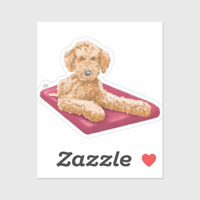 Sticker d'illustration Goldendoodle par Deb Jeffre (Feuille)