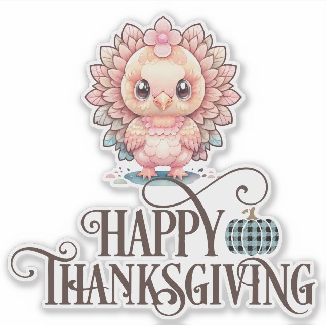 Sticker Dinde de Thanksgiving mignonne (Devant)