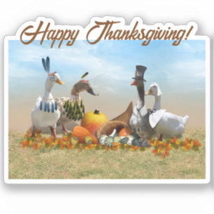 Sticker Dindes de Thanksgiving - Pèlerins & Indiens