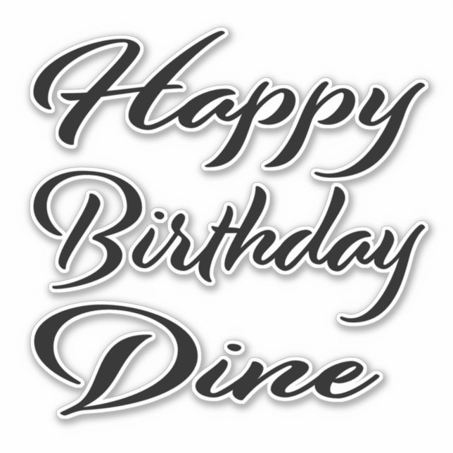 Sticker Dine Prénom Anniversaire de la Broderie noire (Devant)
