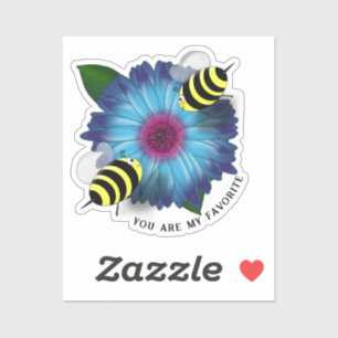 Sticker Dîner d'abeille sur Fleur bleue
