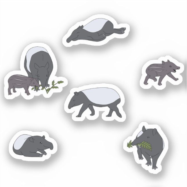 Sticker Dîner de la famille des tapirs en vert (Recto)