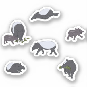 Sticker Dîner en famille Tapir en vert