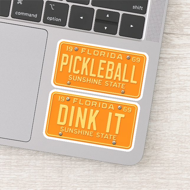 Sticker Dink It Pickleball Fan -Retro FL License Plate 2pc (Détail)