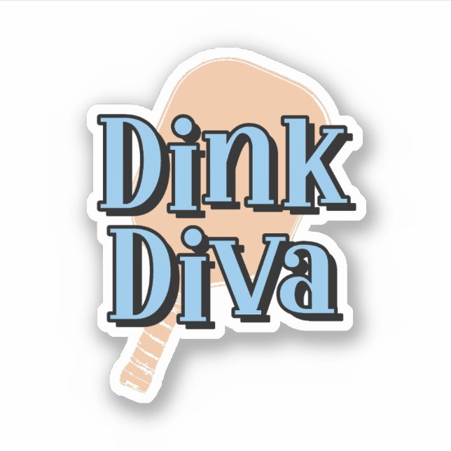 Sticker Dinking Diva Pickleball Paddle Orange et Bleu (Devant)