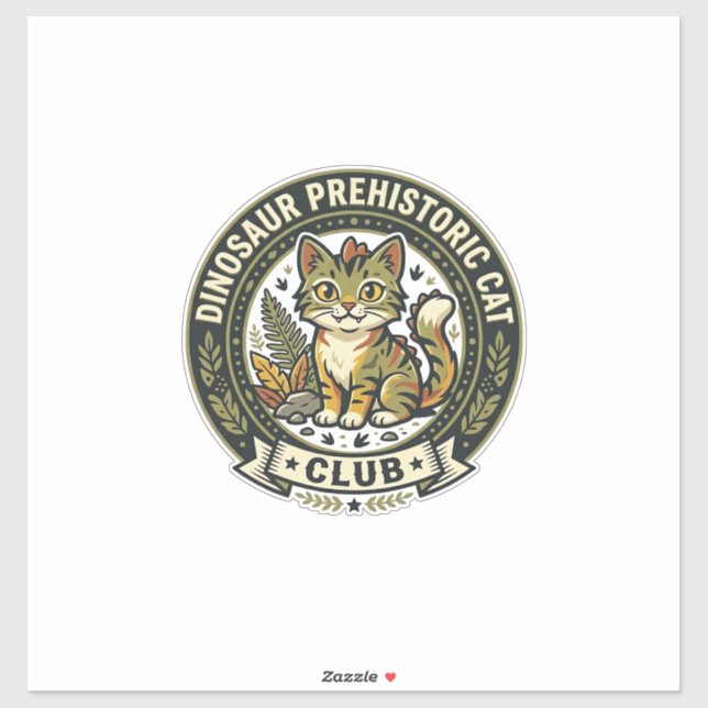 Sticker Dinosaur Préhistorique Chat Chat Graphique Tee Art (Feuille)