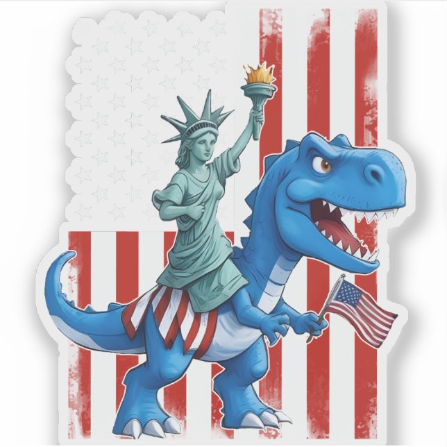 Sticker Dinosaur Statue Liberté 4 juillet Drapeau Américai (Devant)
