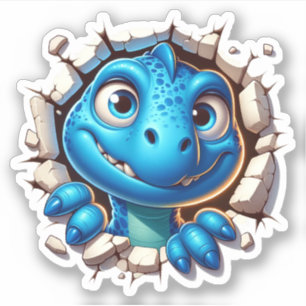 Sticker Dinosaure Bleu Dessin de dessin