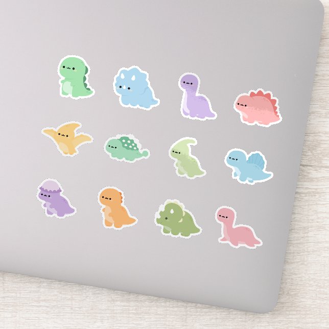 Sticker Dinosaure coloré arc-en-ciel (Détail)